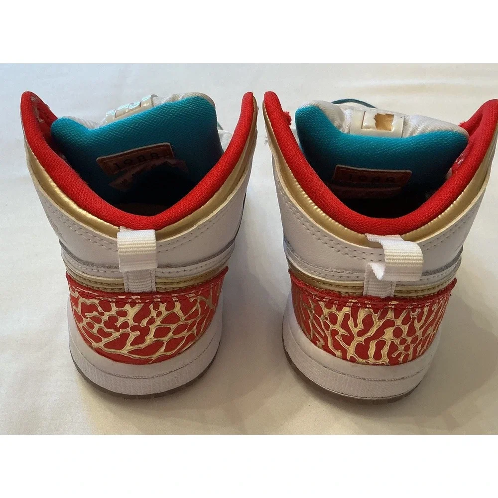 Jordan Air Jordan 1 Mid Top Toddler Sneaker Leather Colorblock White/Gold Sz  8C
